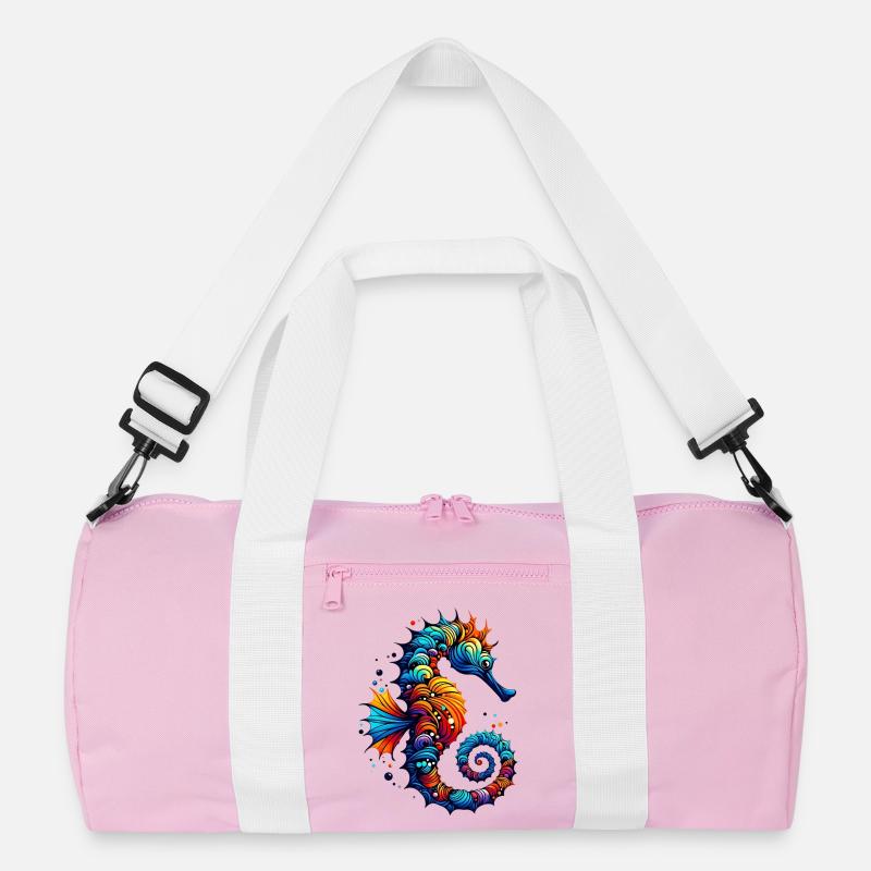 Seepferdchen - Recycelte Duffel Bag - Rosa/Weiß