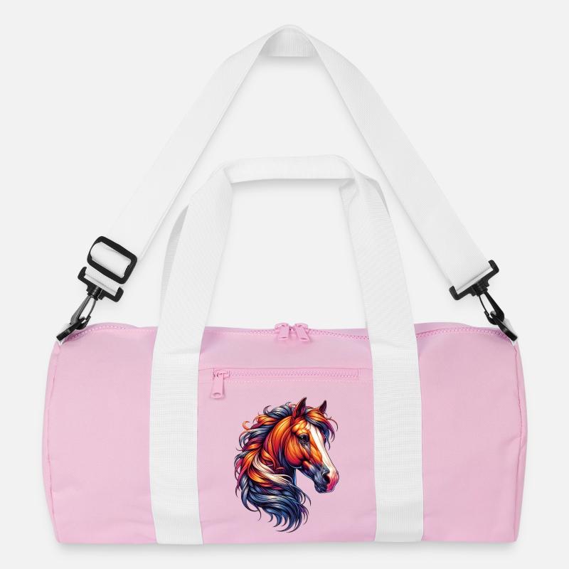 Pferd - Recycelte Duffel Bag - Rosa/Weiß