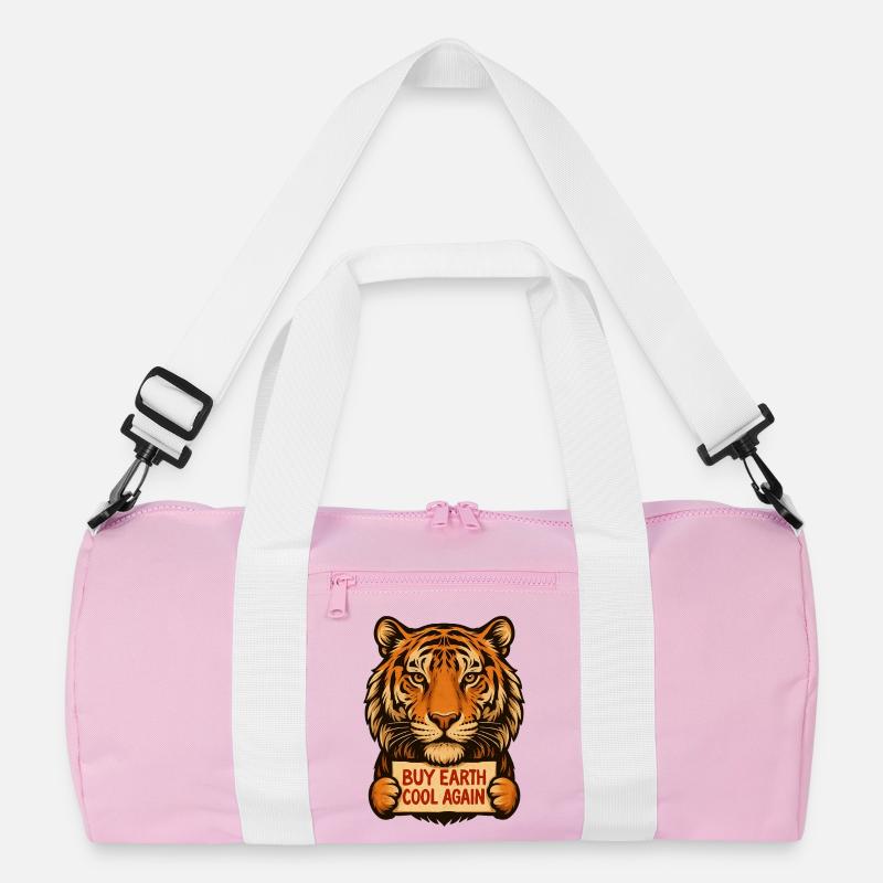 Tiger sagt: Make Eath Cool Again - Recycelte Duffel Bag - Rosa/Weiß