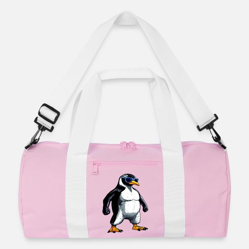 Pinguin Bodybuilder - Recycelte Duffel Bag - Rosa/Weiß