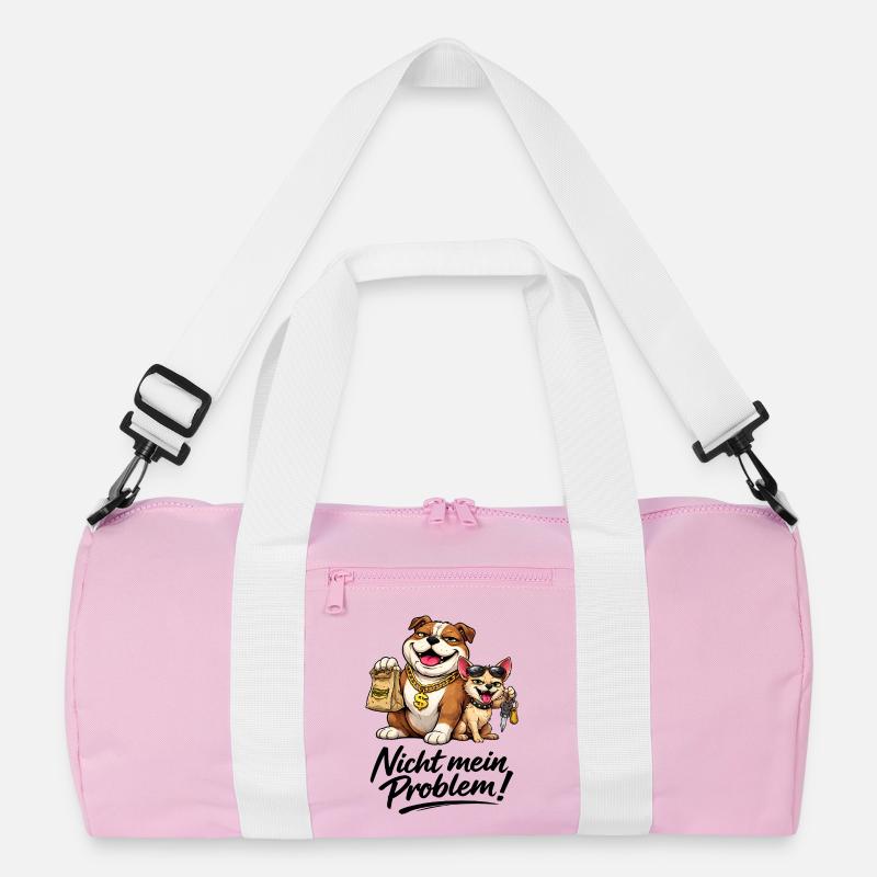 Luxus-Hundebande Cartoon - Recycelte Duffel Bag - Rosa/Weiß