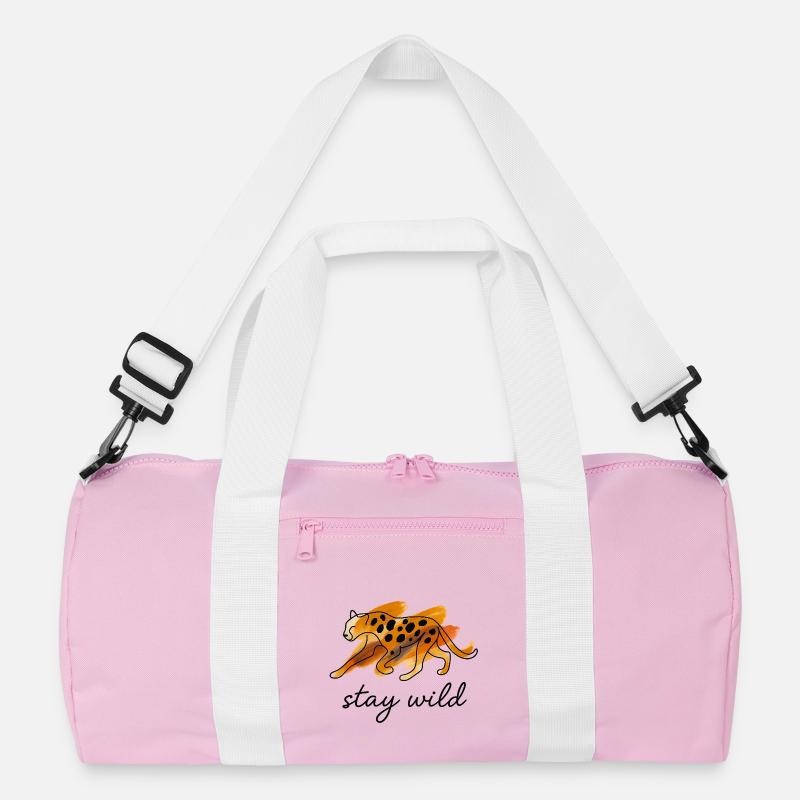 🐆 Stay Wild 🐆 - Recycelte Duffel Bag - Rosa/Weiß