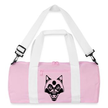wolf - mask-moon - Recycled Duffel Bag - pink/white - Front