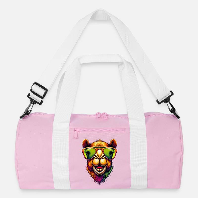 Kamel - Recycelte Duffel Bag - Rosa/Weiß