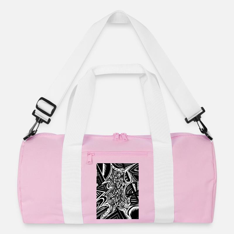 Schwarz-Weiß abstraktes Design Nr. 1 - Recycelte Duffel Bag - Rosa/Weiß