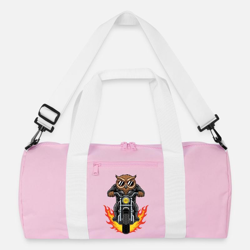 Cool Biker Owl Motorradflammen - Recycelte Duffel Bag - Rosa/Weiß