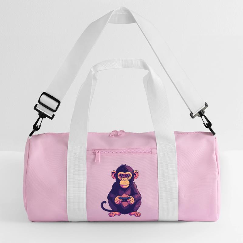 Monkey on controller playing console gaming Recycled Duffel Bag