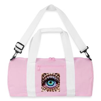 Colored Eye in Braided Net - Recycled Duffel Bag - pink/white - Front