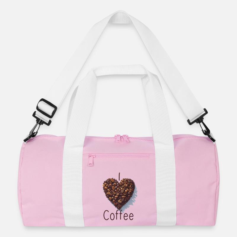 ich liebe Kaffee - Recycelte Duffel Bag - Rosa/Weiß