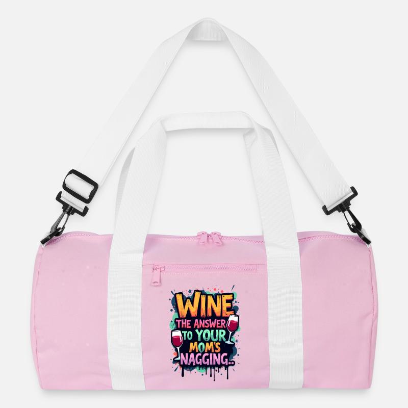 WEIN: DIE ANTWORT AUF DAS NÖRGELN IHRER MUTTER - Recycelte Duffel Bag - Rosa/Weiß