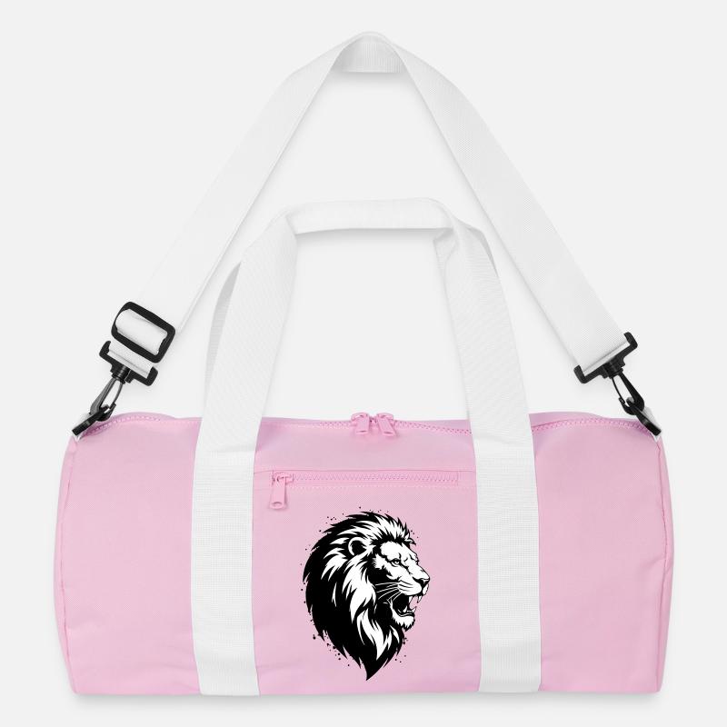 Verrückter Leon - Recycelte Duffel Bag - Rosa/Weiß