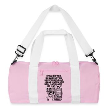Mehrfamilienhaus Lustig Licht - Recycelte Duffel Bag - Rosa/Weiß - Vorne