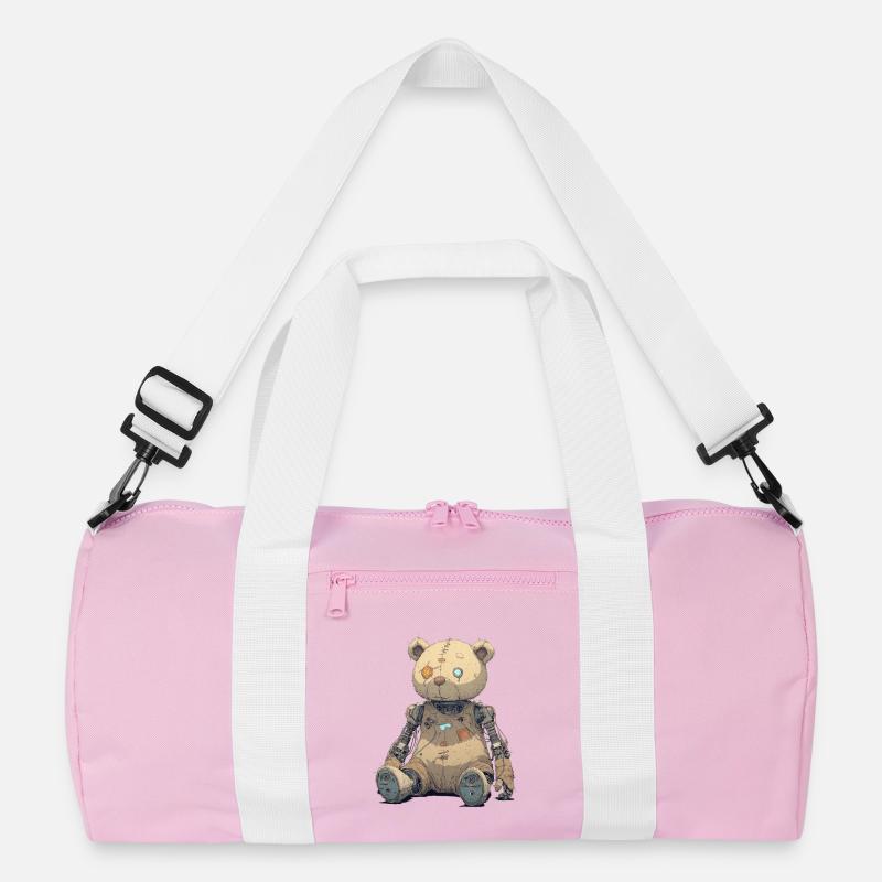 Geflickter Teddybär in Rusty Robot Recycelte Duffel Bag
