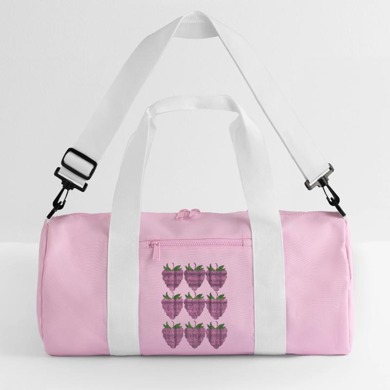raspberry pattern textile Recycled Duffel Bag