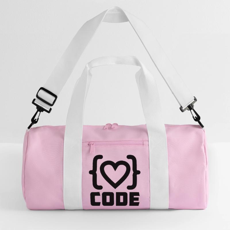 Heart programmer code logo with text CODE Recycled Duffel Bag
