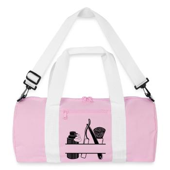 Crème à raser, couteau et brosse, rasage logo - Sac de sport recyclé - rose/blanc - Devant