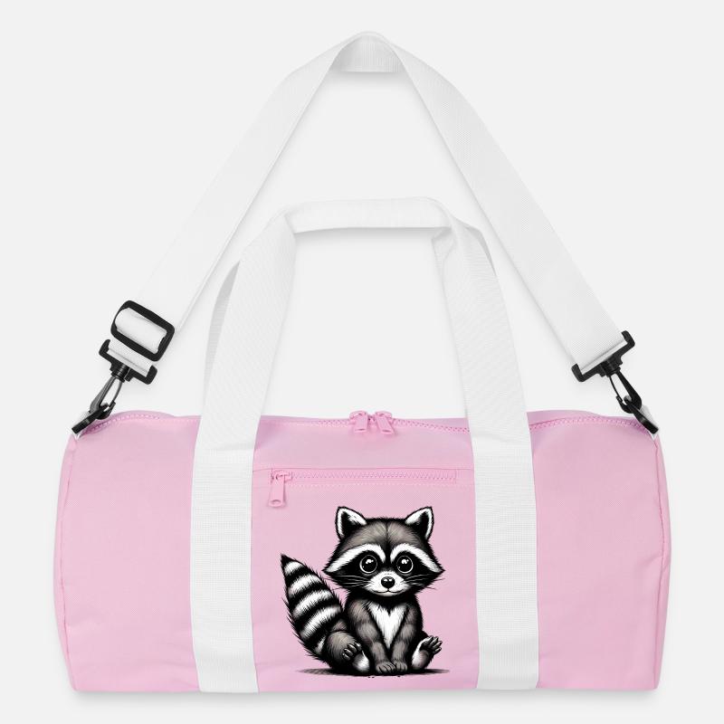 Waschbär - Recycelte Duffel Bag - Rosa/Weiß