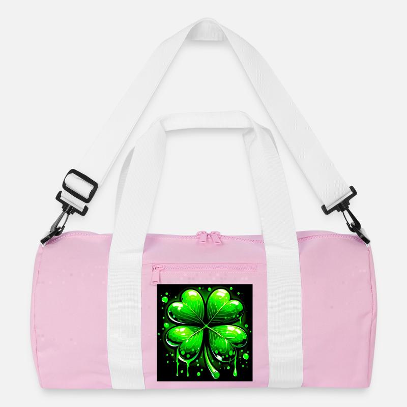 Vierblättriges Kleeblatt - Recycelte Duffel Bag - Rosa/Weiß