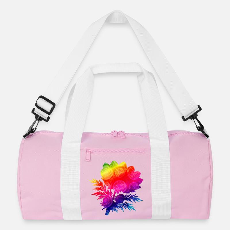Bunte Blumen Silhouette Regenbogen Design  Recycelte Duffel Bag