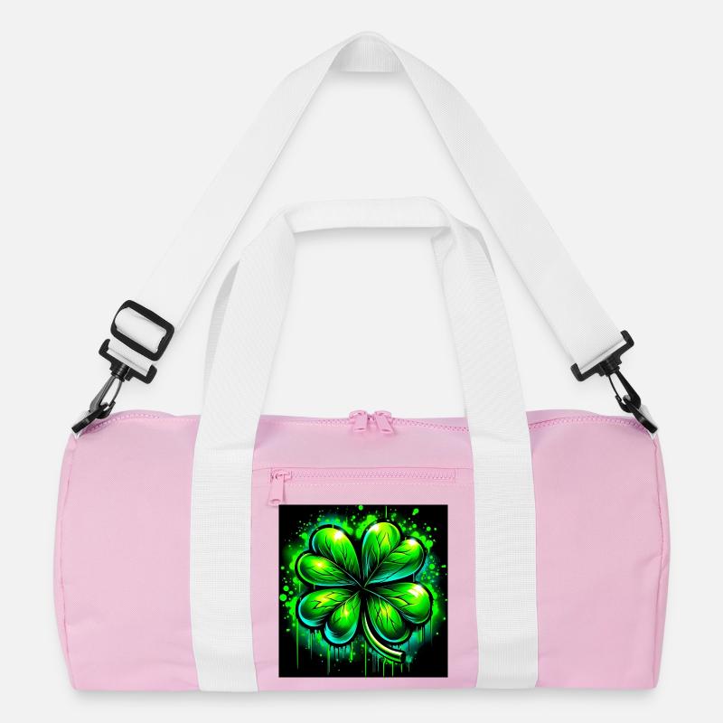 Vierblättriges Kleeblatt - Recycelte Duffel Bag - Rosa/Weiß