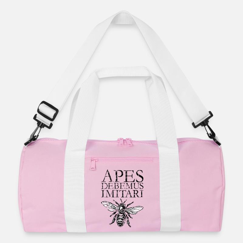 APES DEBEMUS IMITARI Imkerei Imker Spruch - Recycelte Duffel Bag - Rosa/Weiß