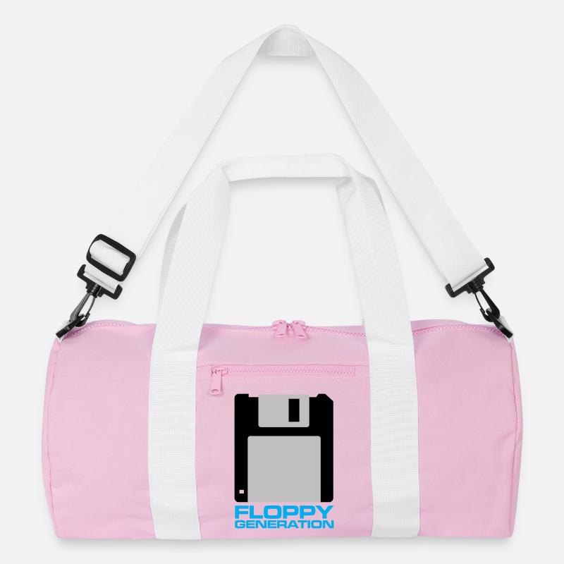 Diskette Generation 3.5 - Recycelte Duffel Bag - Rosa/Weiß