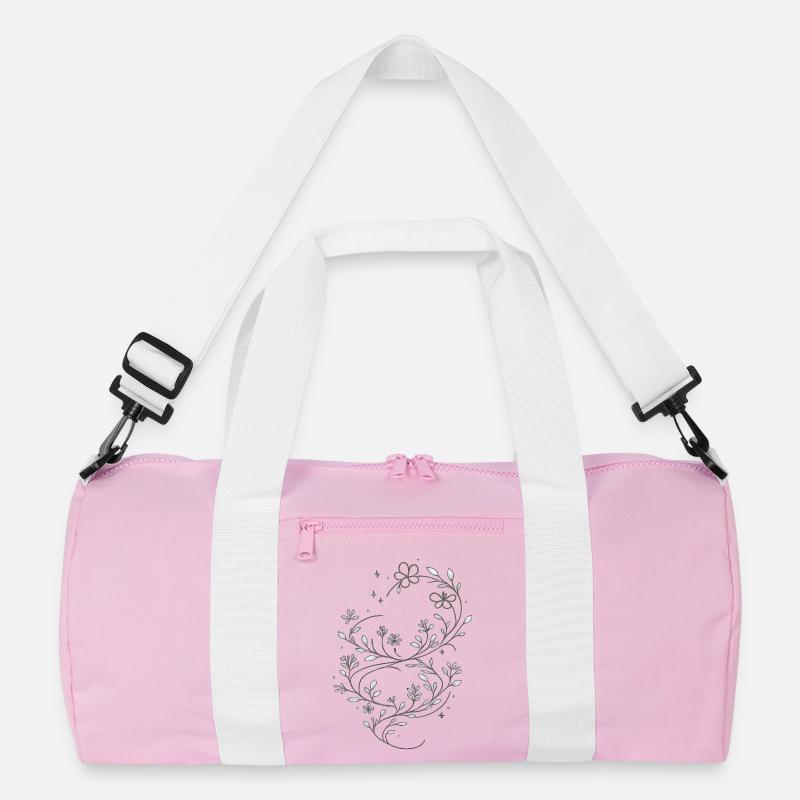Silberne Blütenranke - Recycelte Duffel Bag - Rosa/Weiß