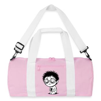 Student Coffee Fatigue Blank Gaze Manga - Recycelte Duffel Bag - Rosa/Weiß - Vorne