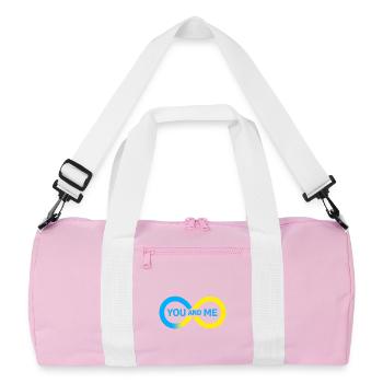 Lebendige Freundschaftsillustration - Recycelte Duffel Bag - Rosa/Weiß - Vorne