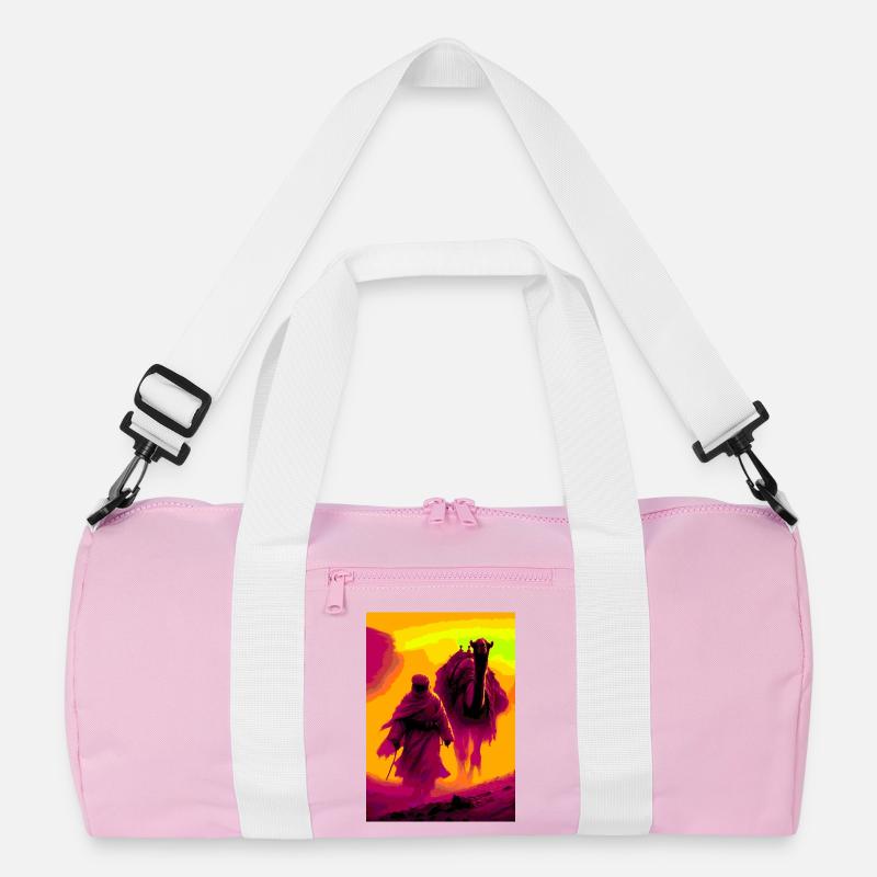 Beduinen in der Wüste - Recycelte Duffel Bag - Rosa/Weiß