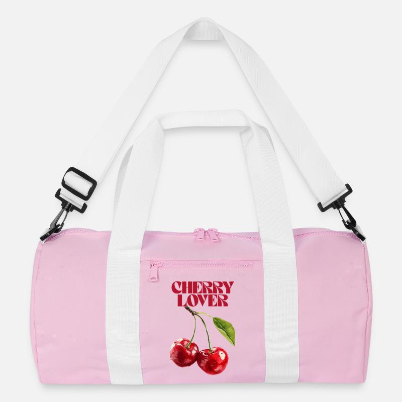 Cherry Lover Botanische Illustration - Recycelte Duffel Bag - Rosa/Weiß