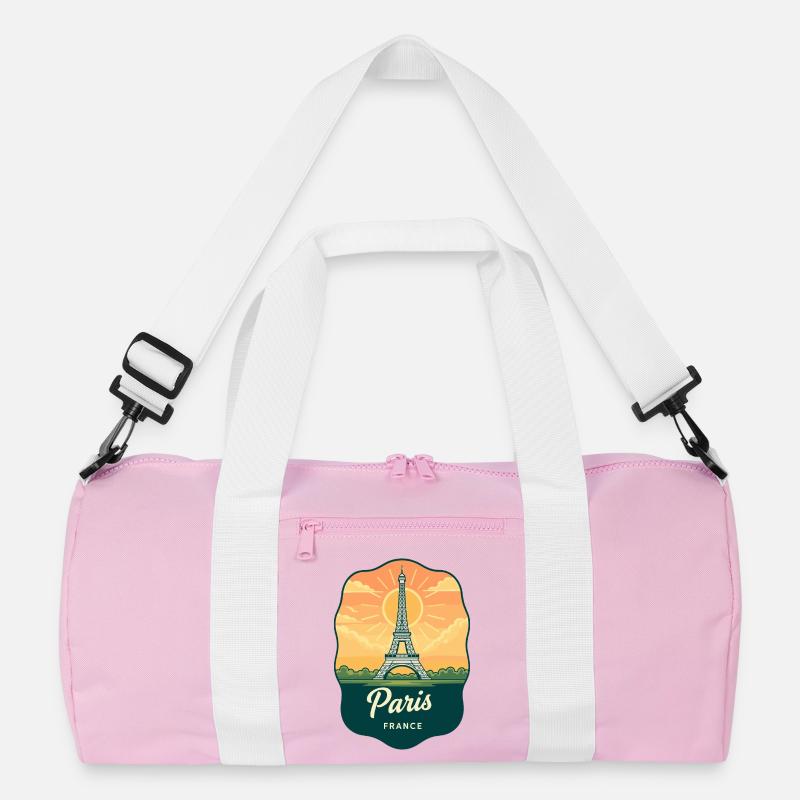Pariser Eiffelturm Frankreich Retro Sonnenuntergangsabzeichen Recycelte Duffel Bag