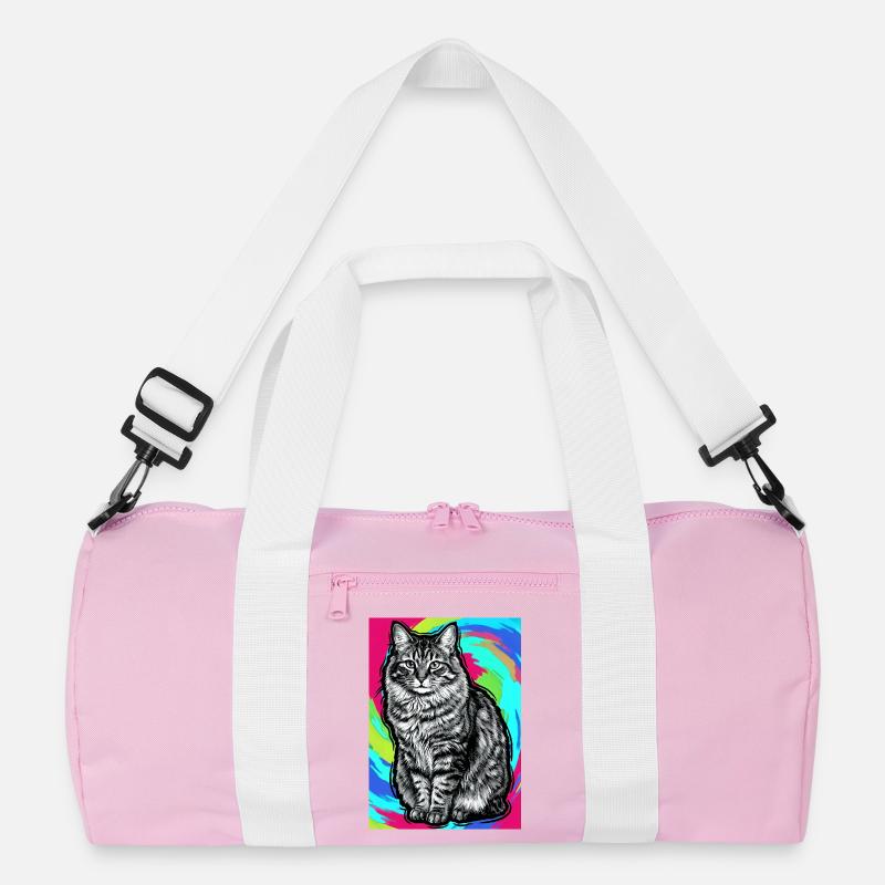 Katze - Recycelte Duffel Bag - Rosa/Weiß