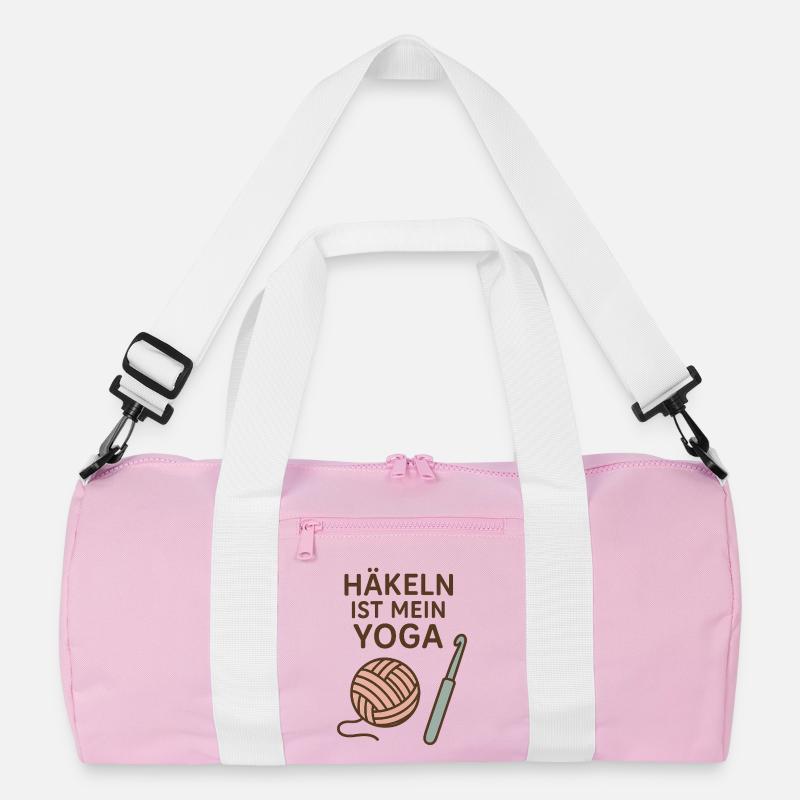 Häkel-Flow statt Yoga-Flow - Recycelte Duffel Bag - Rosa/Weiß