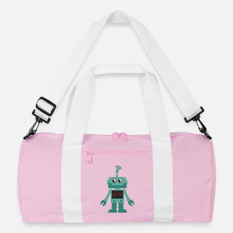 Roboter - Recycelte Duffel Bag - Rosa/Weiß