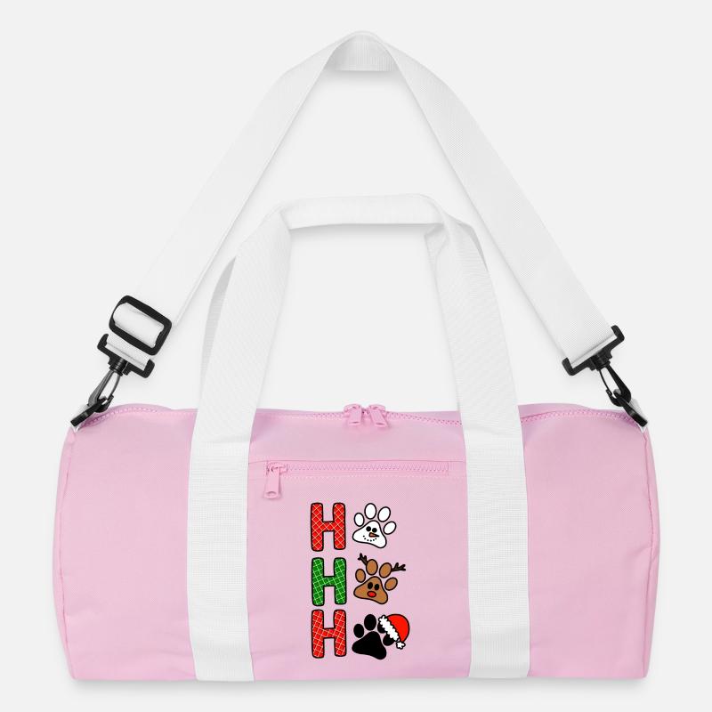 H Weihnachtspfoten Plaid - Recycelte Duffel Bag - Rosa/Weiß