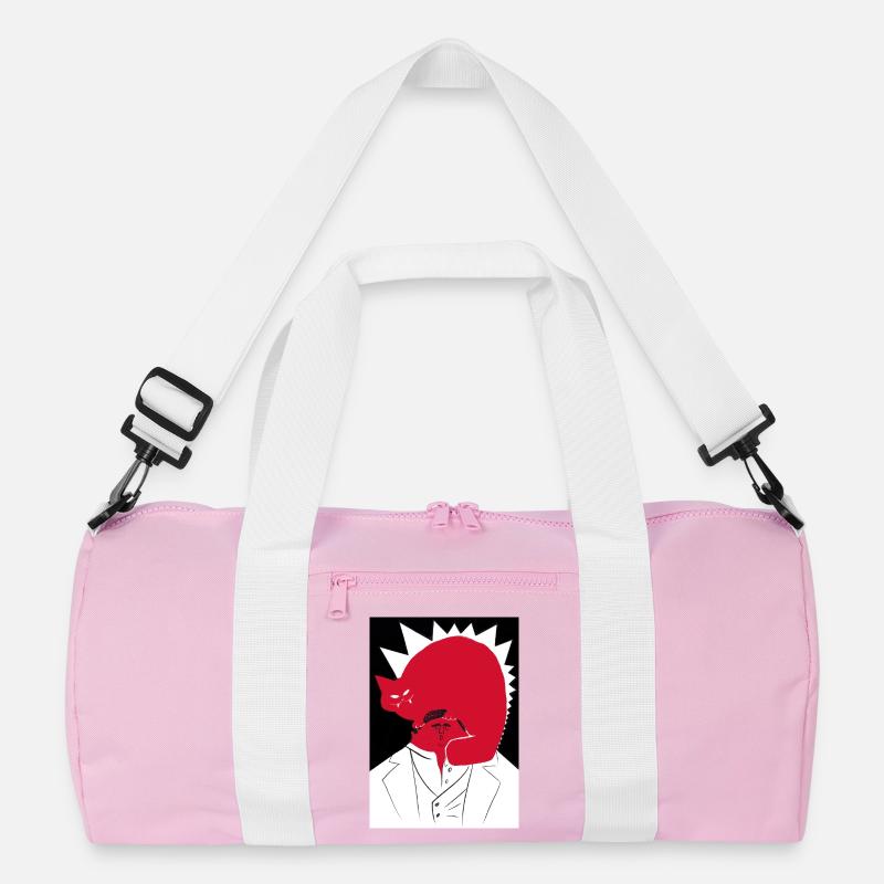 Verrückte Katze - Recycelte Duffel Bag - Rosa/Weiß