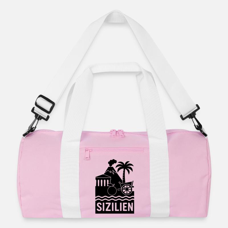 sizilien silhouette - Recycelte Duffel Bag - Rosa/Weiß
