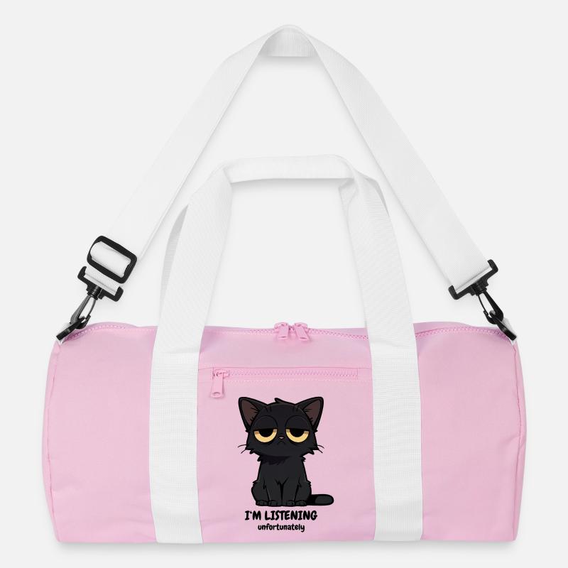 Grumpy Black Cat | Zero Buck Cats Motif Recycled Duffel Bag