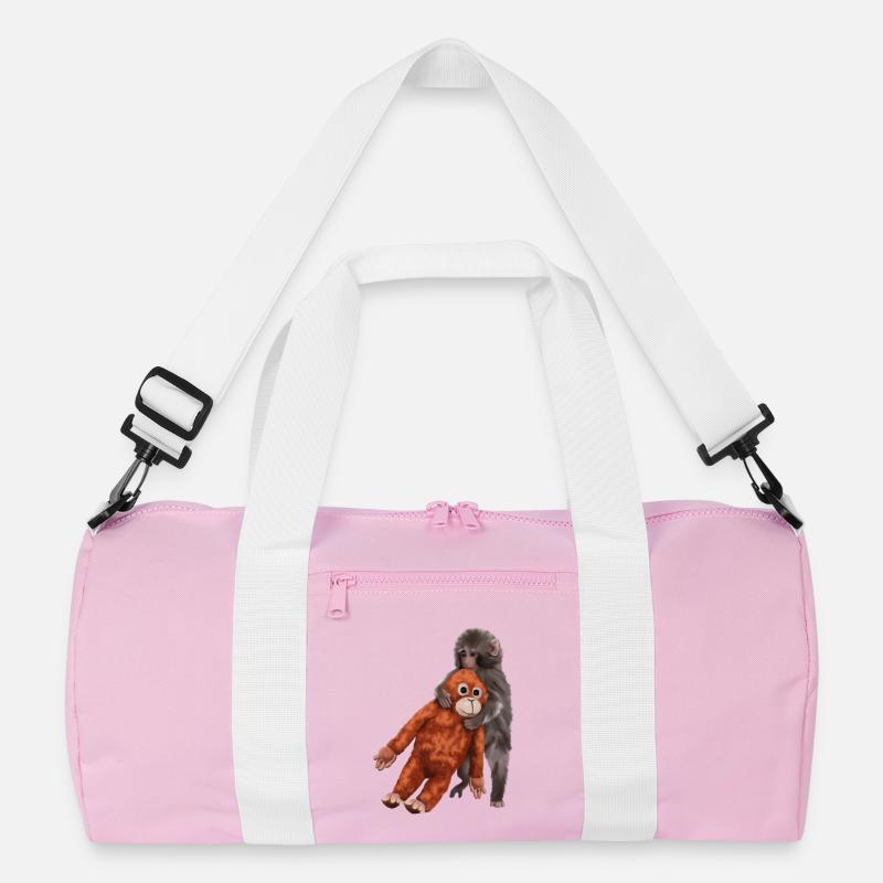 Punch Punch-Kun - Äffchen - Recycelte Duffel Bag - Rosa/Weiß