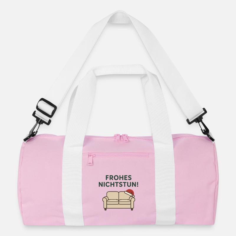 Frohes Nichtstun! - Recycelte Duffel Bag - Rosa/Weiß