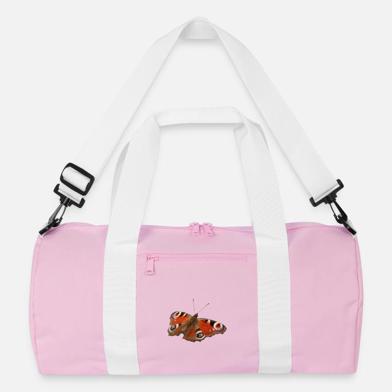 Roter Augenfleck Schmetterling - Recycelte Duffel Bag - Rosa/Weiß