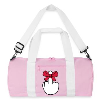 wanker middle finger show insult fuck you f - Recycled Duffel Bag - pink/white - Front