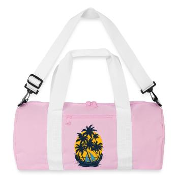 Coucher de soleil sur la barque à palmiers - Sac de sport recyclé - rose/blanc - Devant