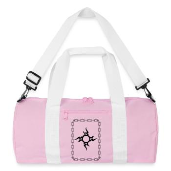 Black Tribal Surrounded Chain - Recycled Duffel Bag - pink/white - Front