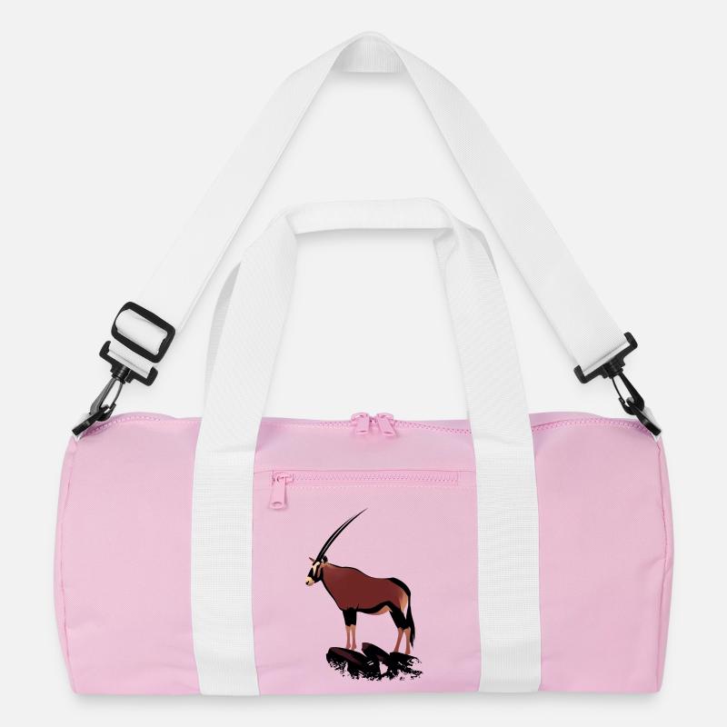 Oryx auf Felsen - Recycelte Duffel Bag - Rosa/Weiß