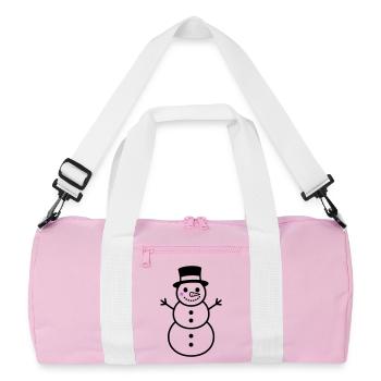 Naughty Snowman with Top Hat | Winter - Recycled Duffel Bag - pink/white - Front