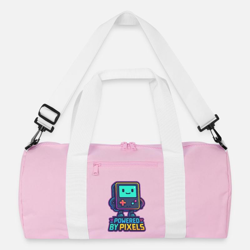 Pixelated Bot with Empowered Message Recycled Duffel Bag