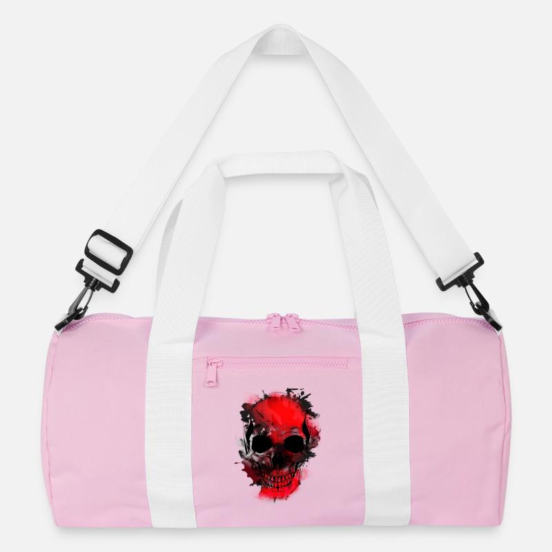 Rotes Schädel-Splash Artwork - Recycelte Duffel Bag - Rosa/Weiß