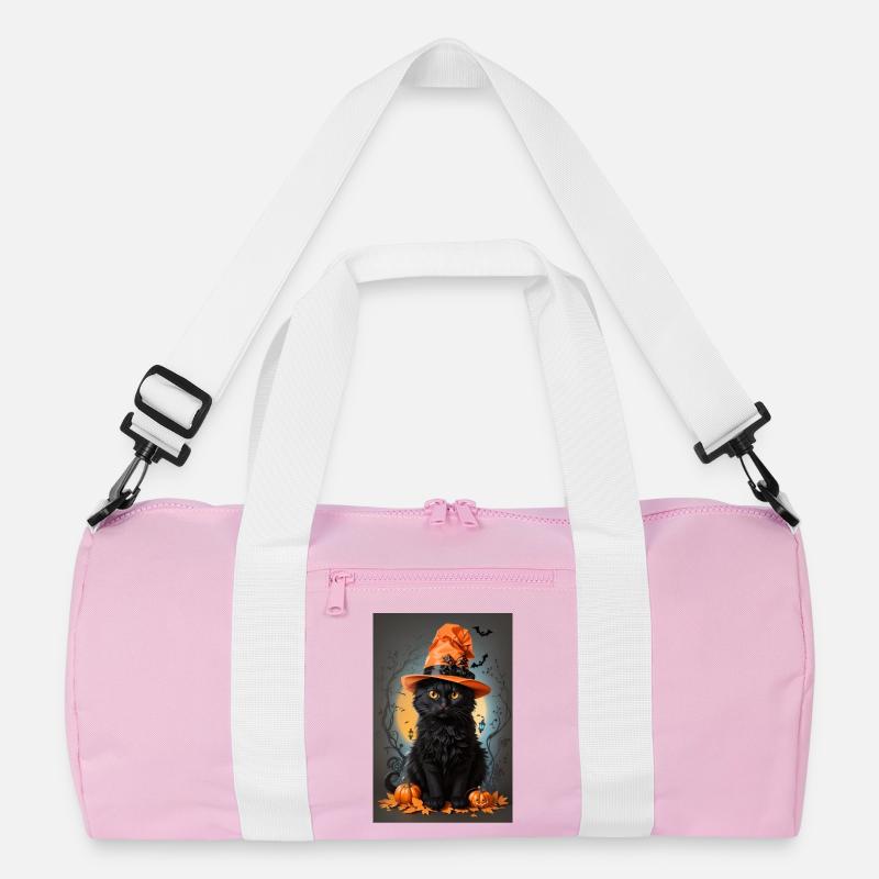 Halloween-Katze - Recycelte Duffel Bag - Rosa/Weiß